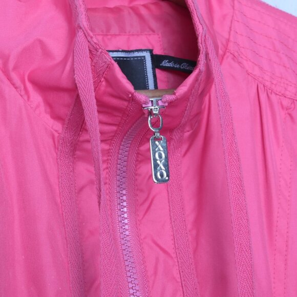 VINTAGE Y2K XOXO Hot Pink Bomber Jacket Windbreaker Retro Full Zip Barbiecore - Picture 7 of 13